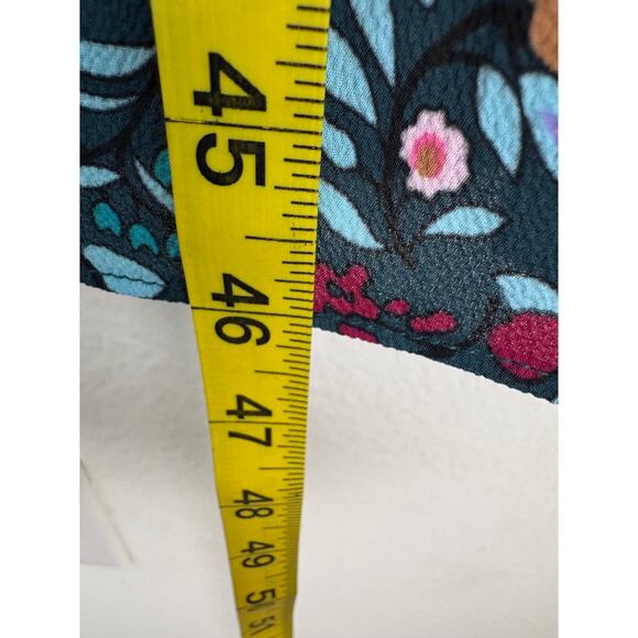 Talbots Dress Sz 18 Teal Blue Folk Floral Dress Peplum Hem Midi Peasant Boho - Picture 6 of 11